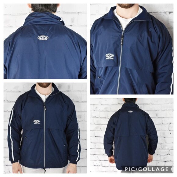 Vintage Y2k Easton Navy Blue Ice Hockey Warmup Lightweight Windbreaker Jacket S - Picture 4 of 4